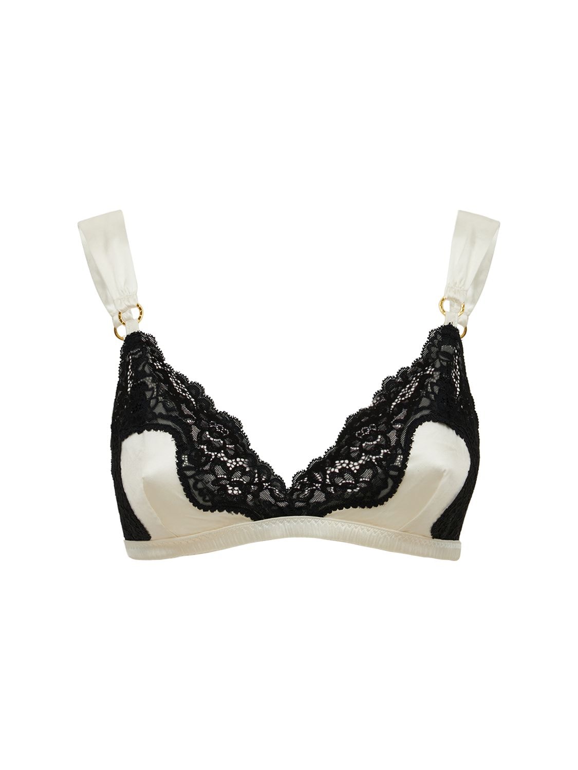 Stella Mccartney Satin Triangle Bra In White,black | ModeSens