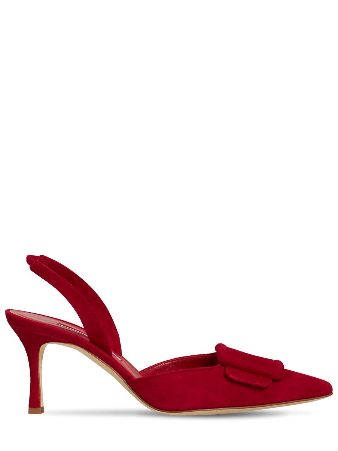 Manolo Blahnik 70mm Maysli Suede Slingback Pumps In Cherry | ModeSens