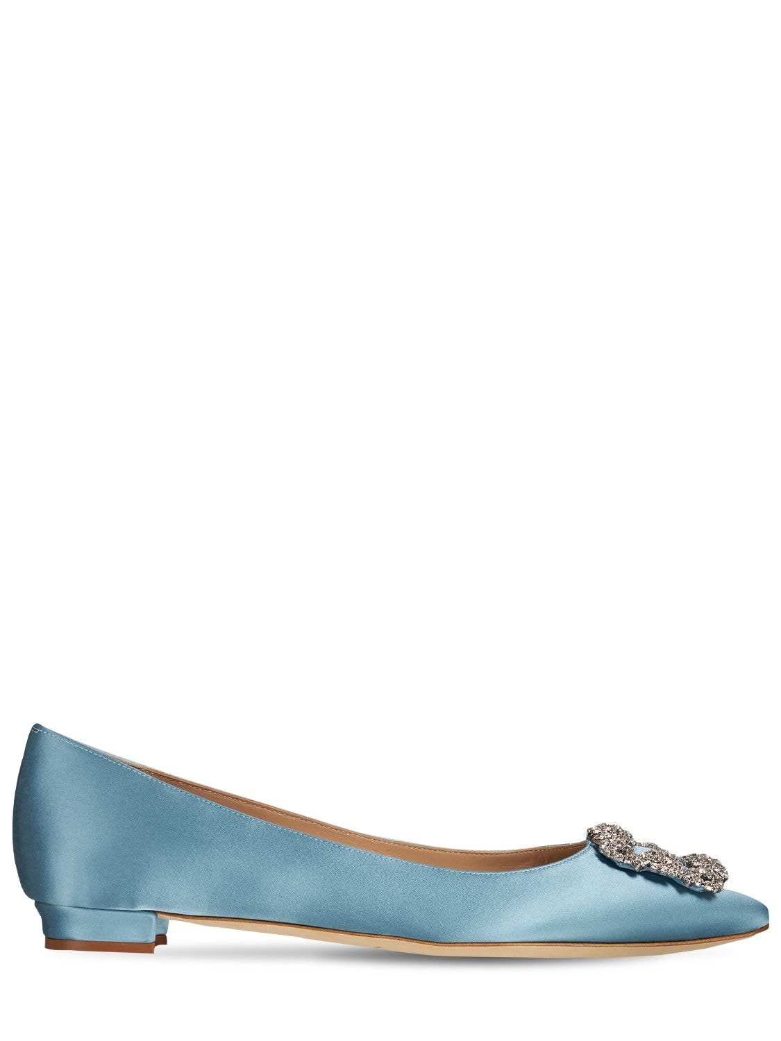 light blue satin flats