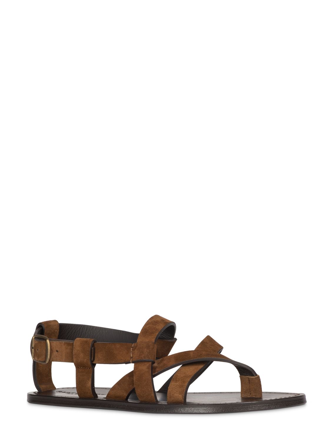 SAINT LAURENT Culver Suede Flat Sandals 