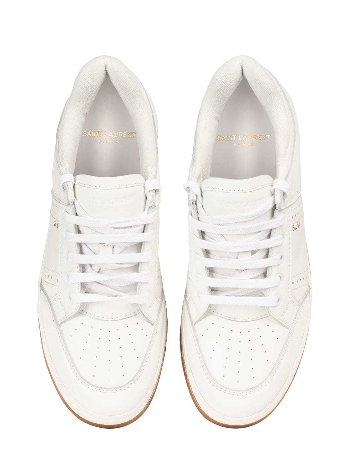 Shop Saint Laurent Sl/61 Low-top Leather Sneakers In White