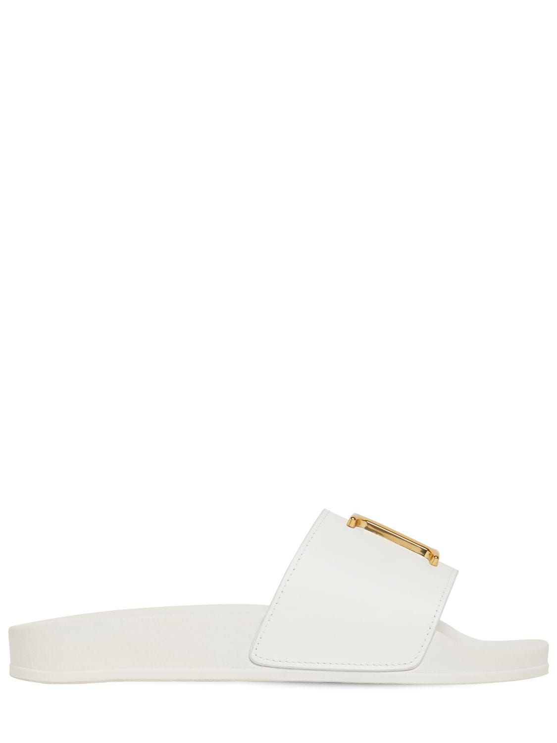 Dsquared2 10mm D2 Statement Leather Slides In 화이트