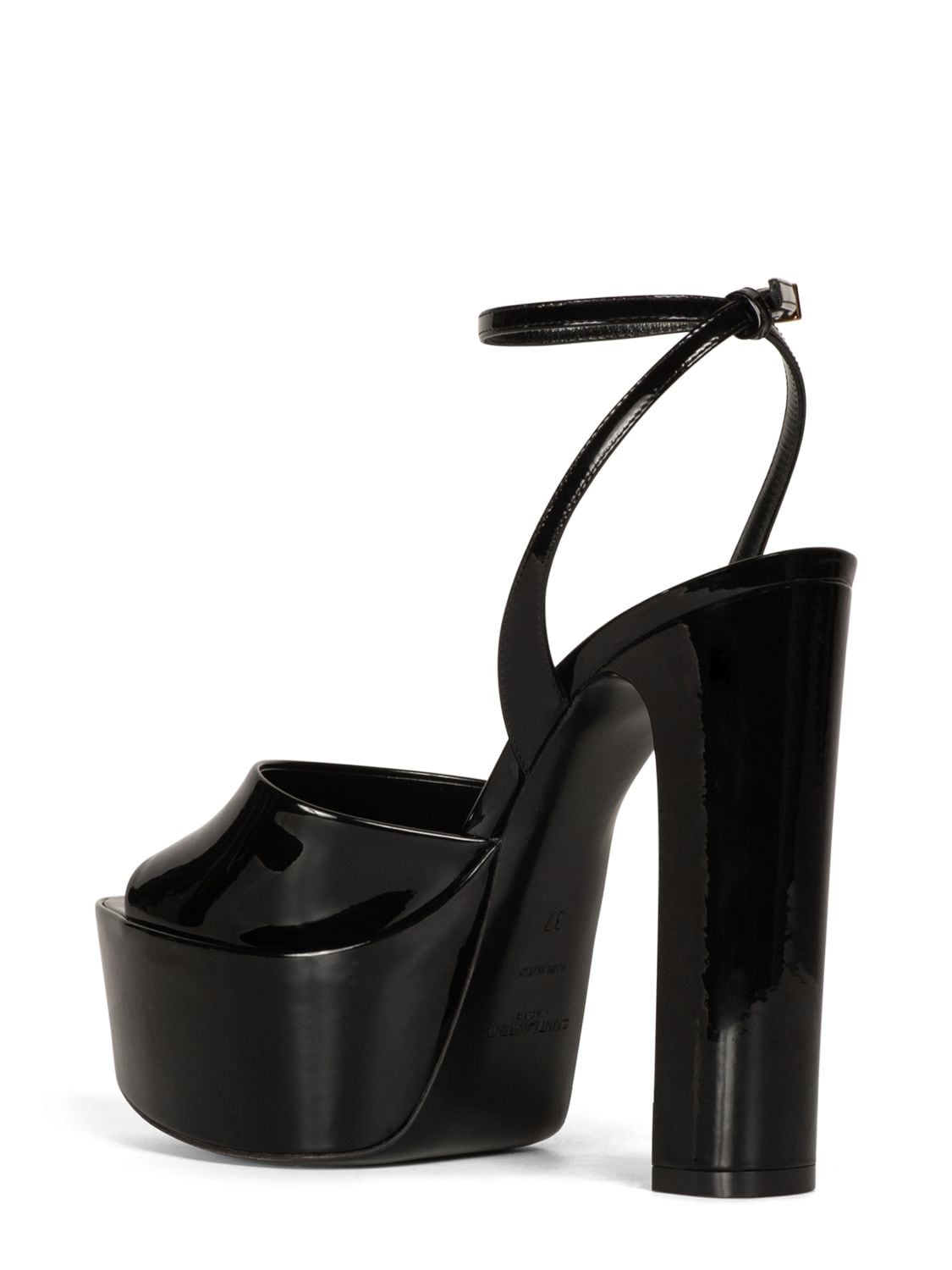 Shop Saint Laurent 95mm Jodie Leather Platform Sandals In Black