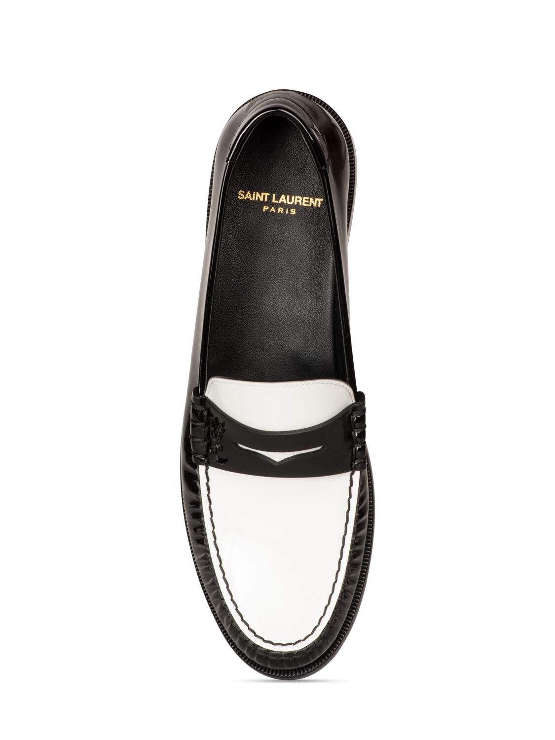 Shop Saint Laurent 15mm Le Loafer Leather Loafers In Black,white