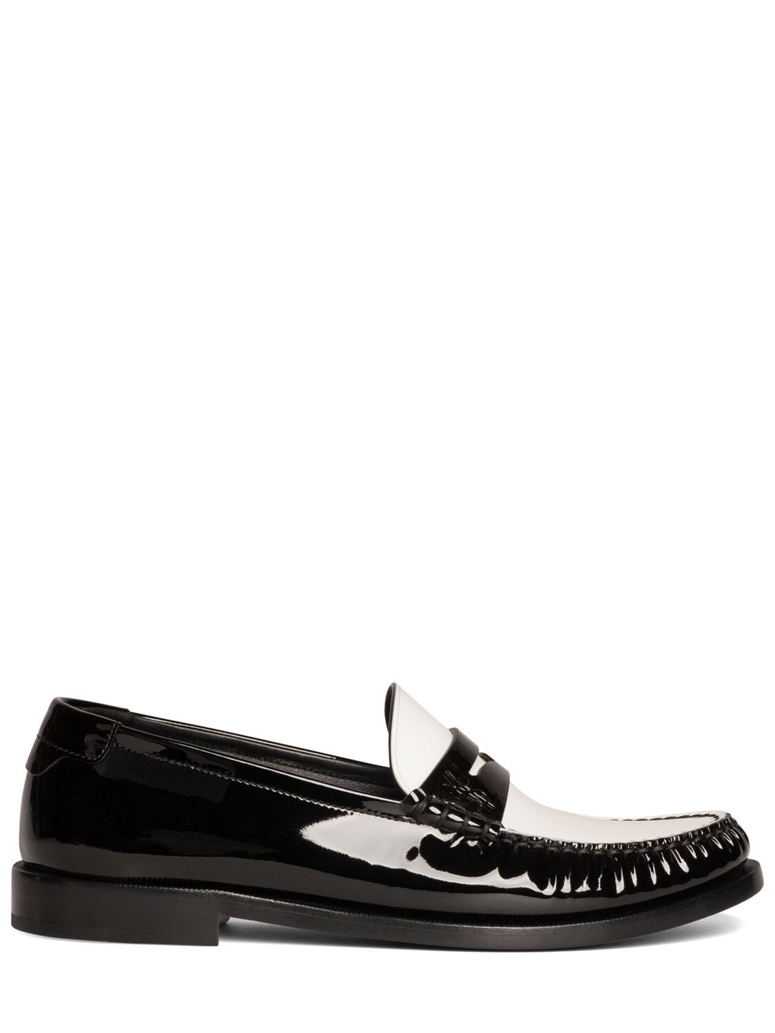 Shop Saint Laurent 15mm Le Loafer Leather Loafers In Black,white