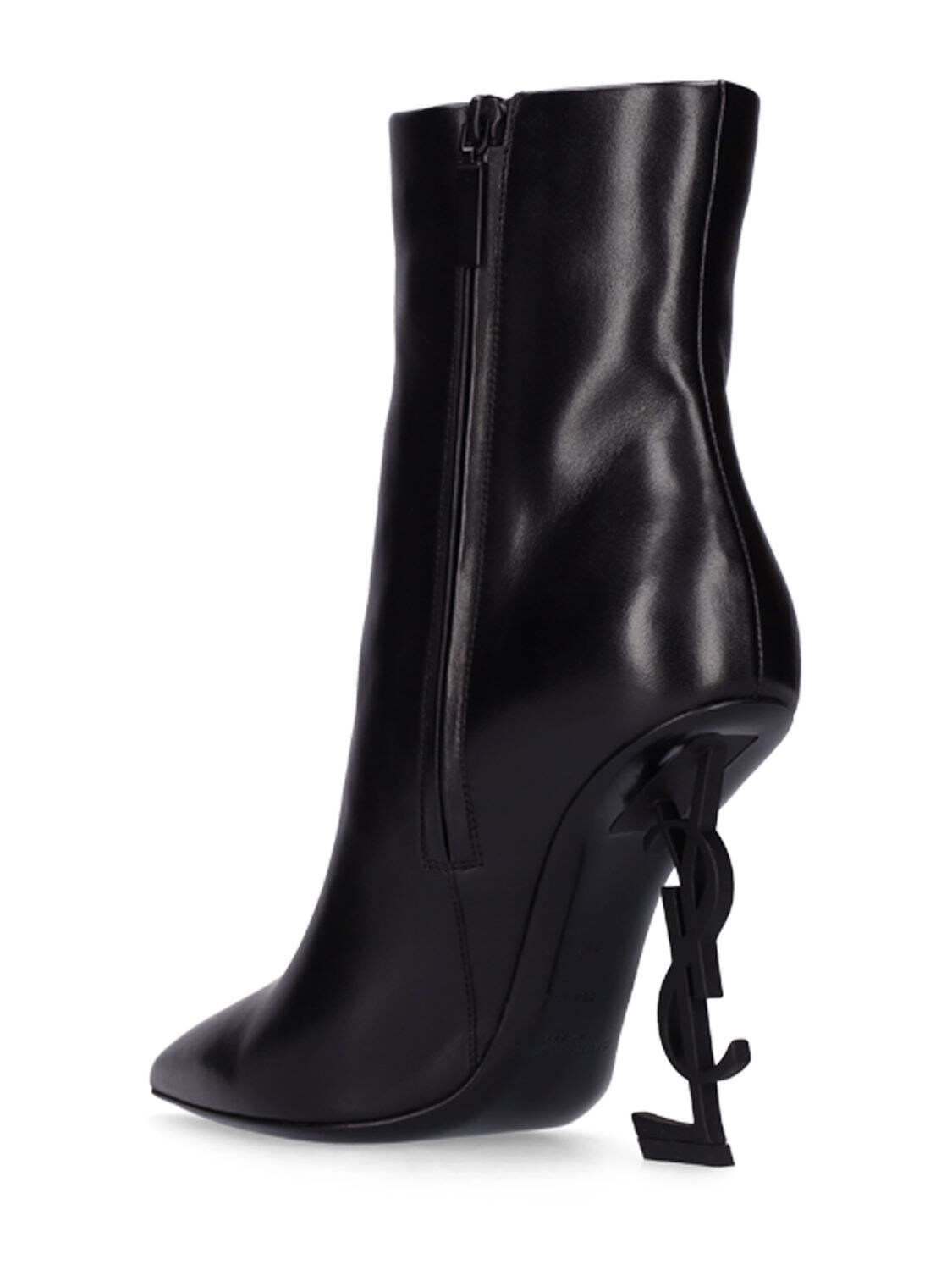 Shop Saint Laurent 110mm Opyum Leather Boots In Black