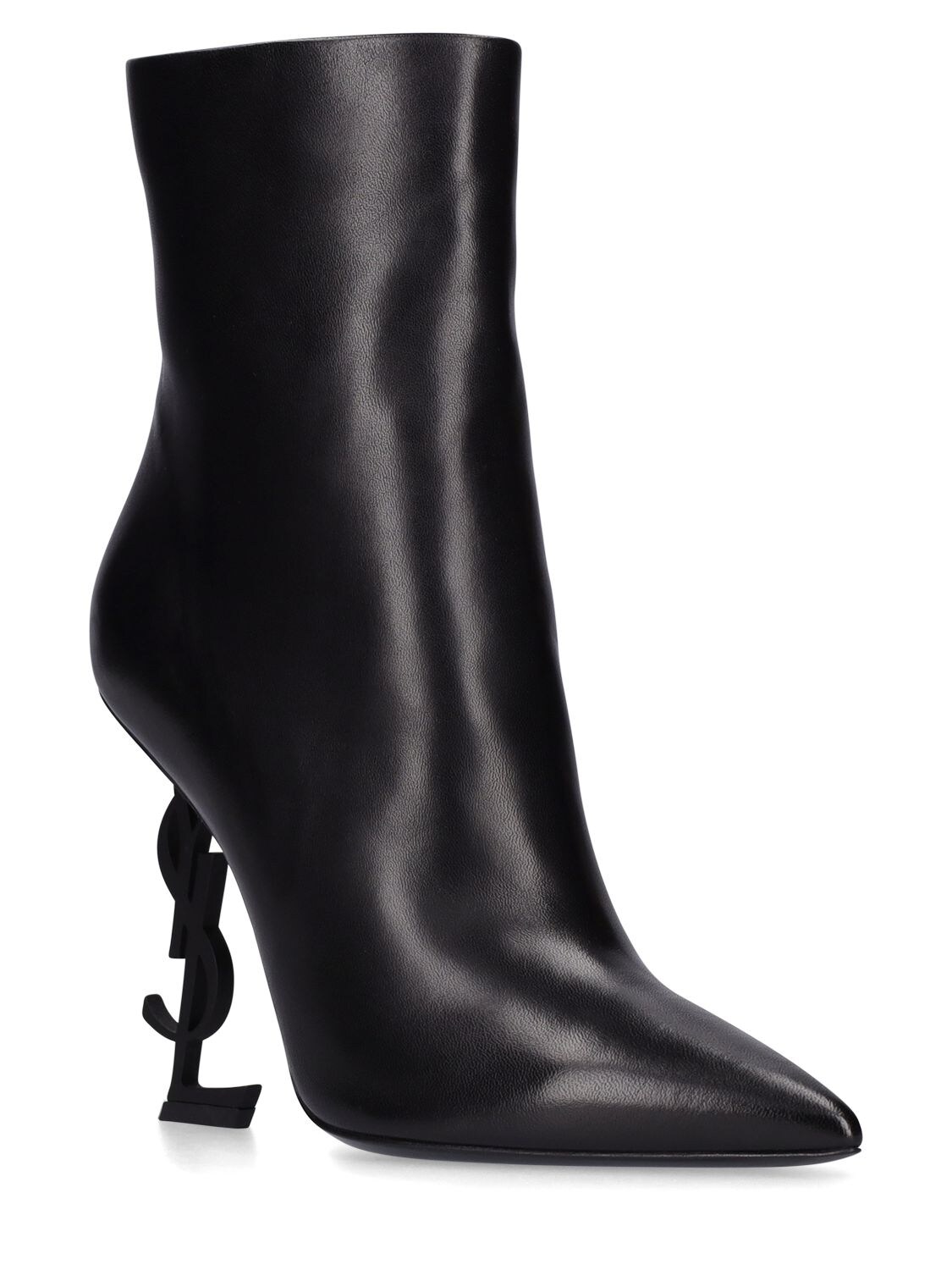 Shop Saint Laurent 110mm Opyum Leather Boots In Black