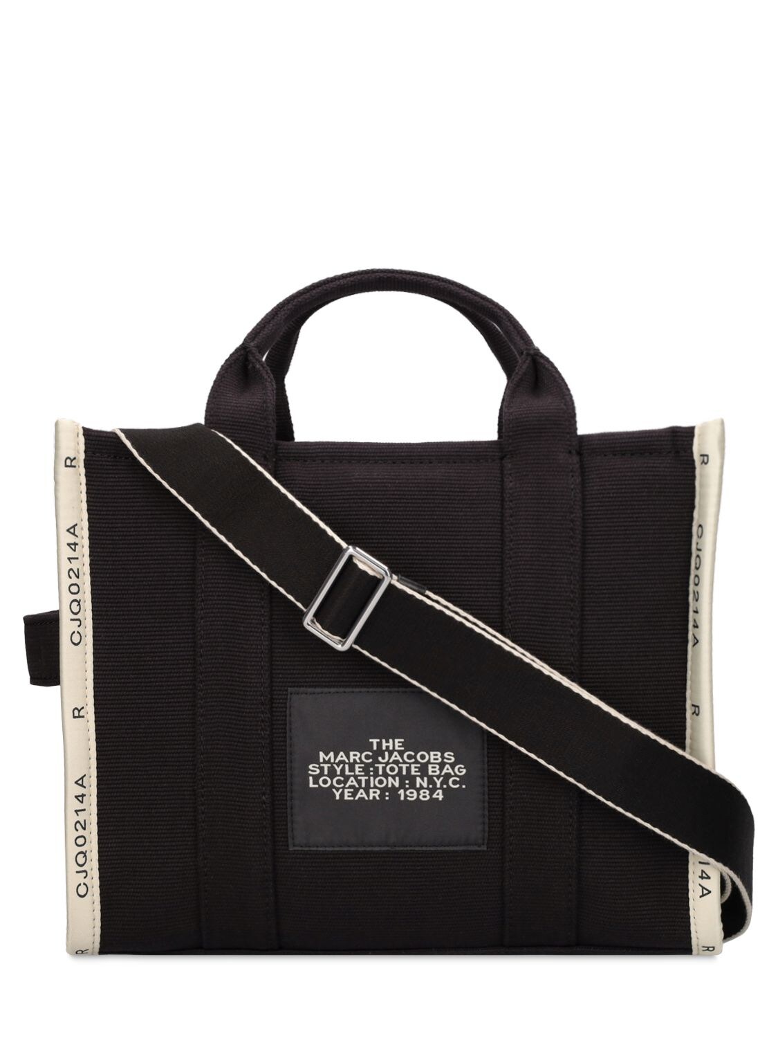 Shop Marc Jacobs (the) The Medium Tote Cotton Jacquard Bag In Black