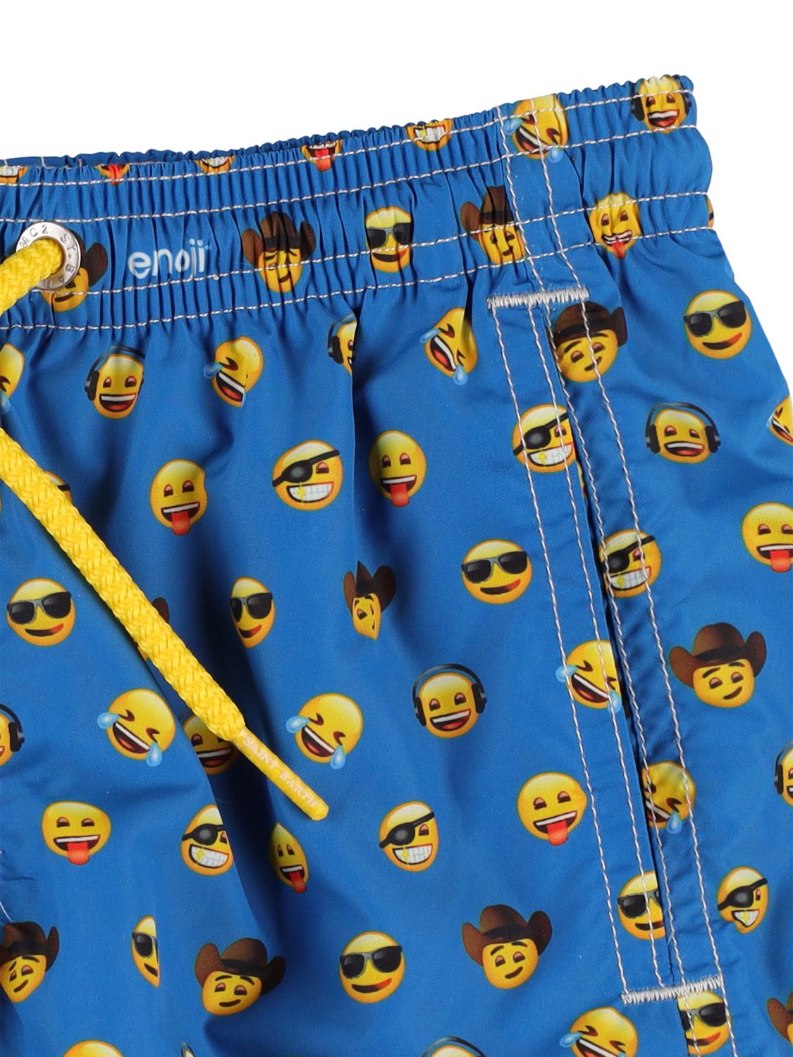 Mc2 Saint Barth Kids' Emoji Print Nylon Swim Shorts In 네이비,옐로우 ModeSens