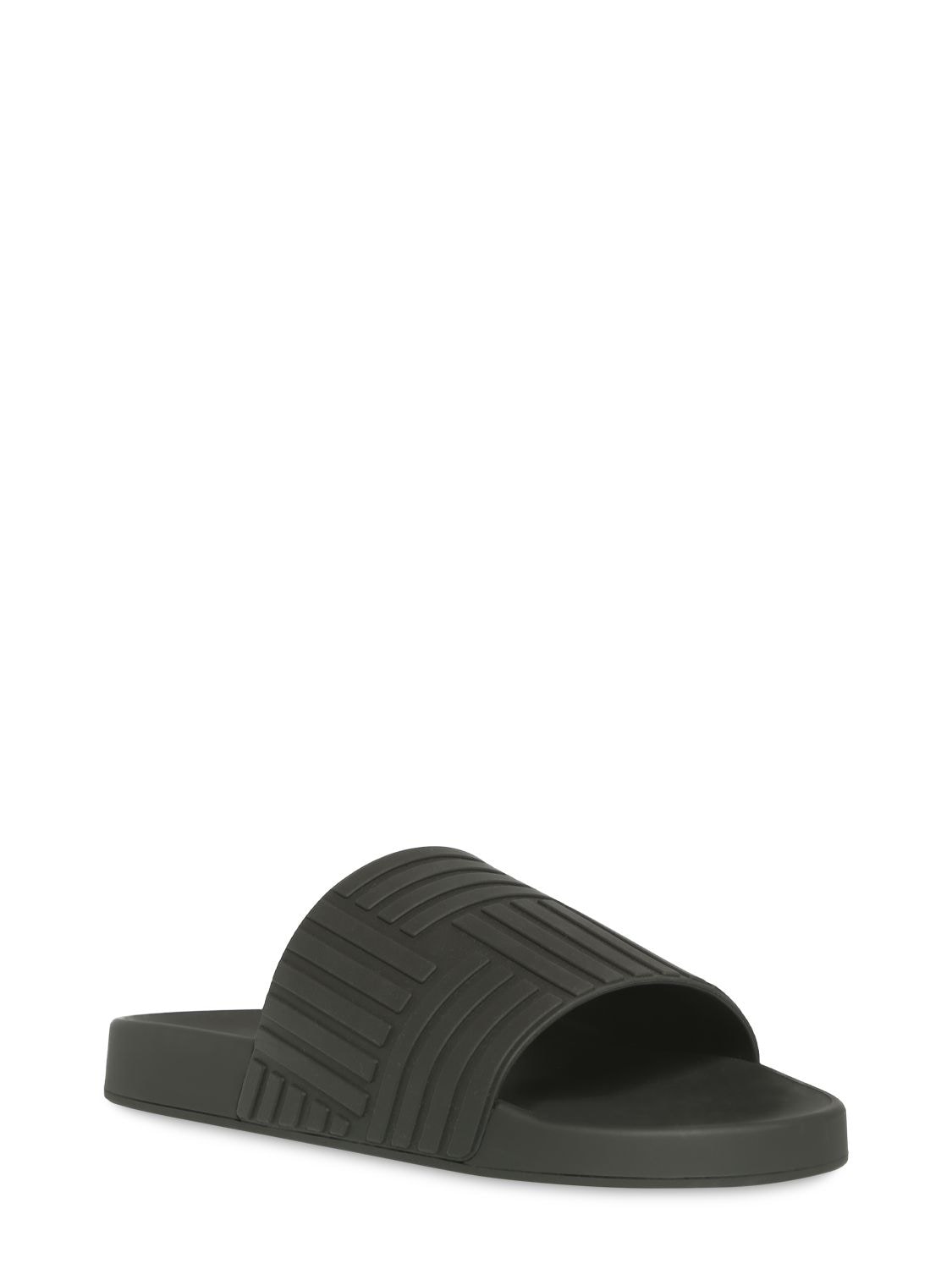 Shop Bottega Veneta Rubber Slide Sandals In Black