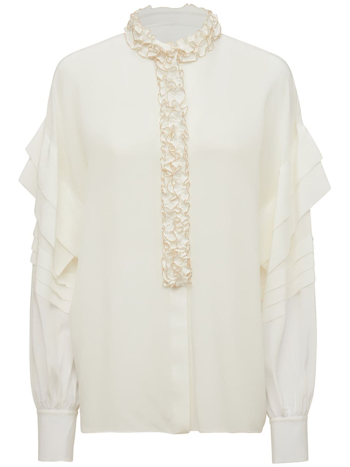 ELIE SAAB Ruffled Silk Chiffon Shirt