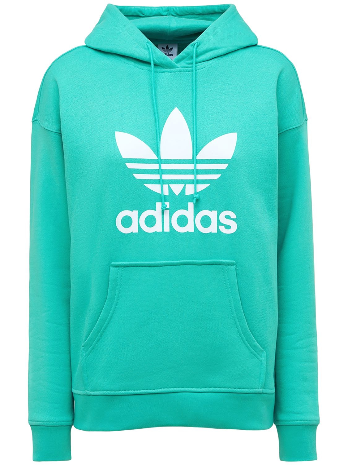 Adidas Originals - Trefoil logo cotton hoodie - Green | Luisaviaroma