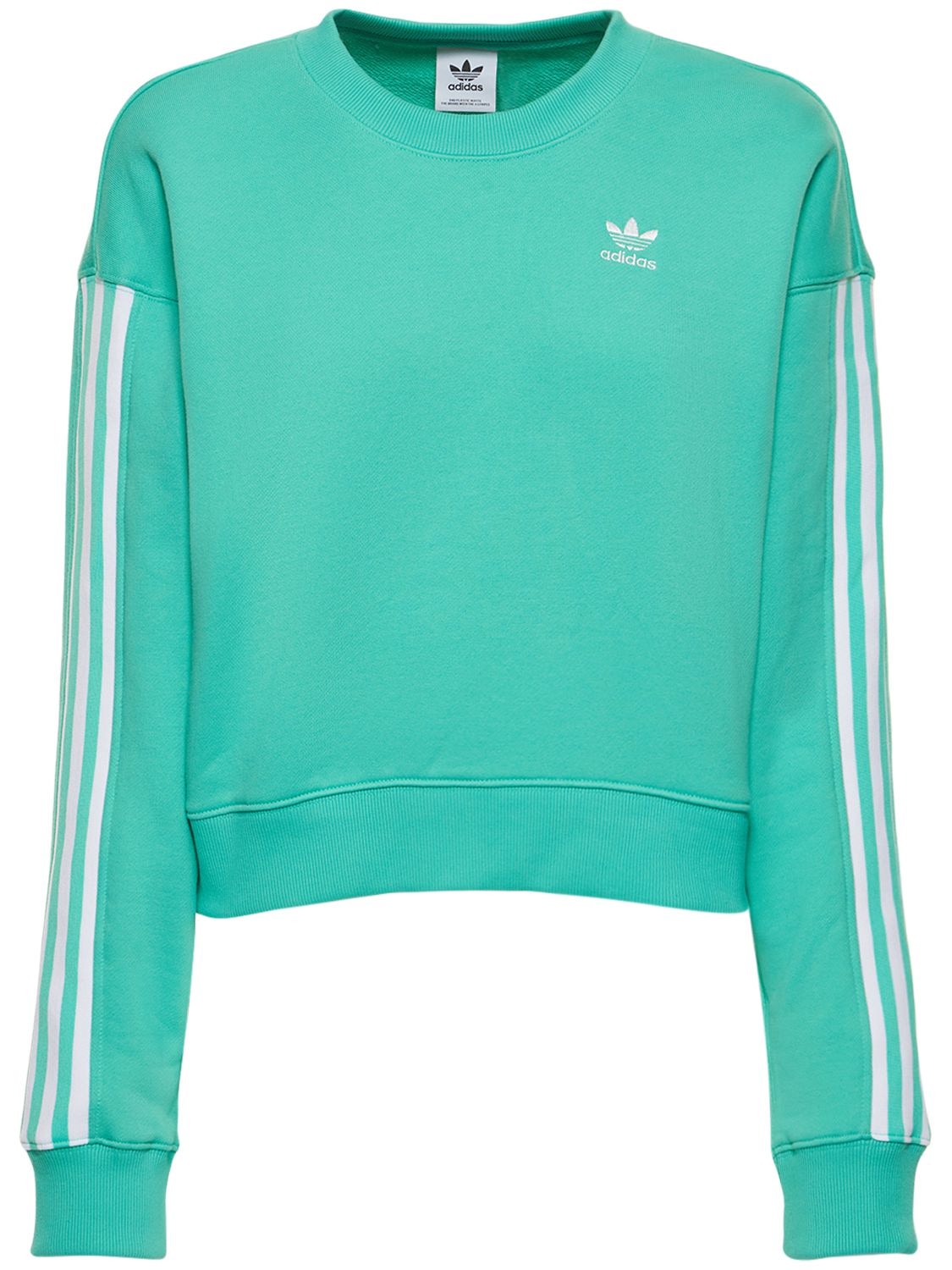Bank regeling melk wit Adidas Originals Logo Cotton Sweatshirt In Green | ModeSens