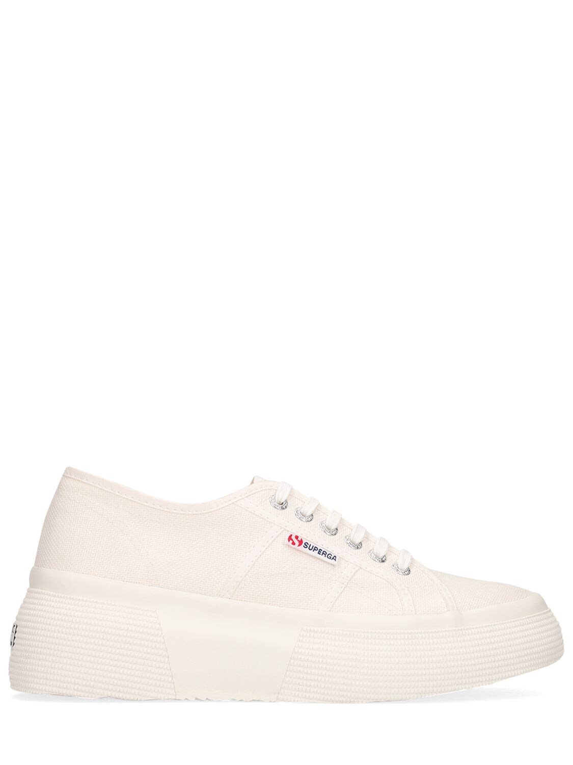 Superga 50mm Canvas Platform Sneakers In Beige,white
