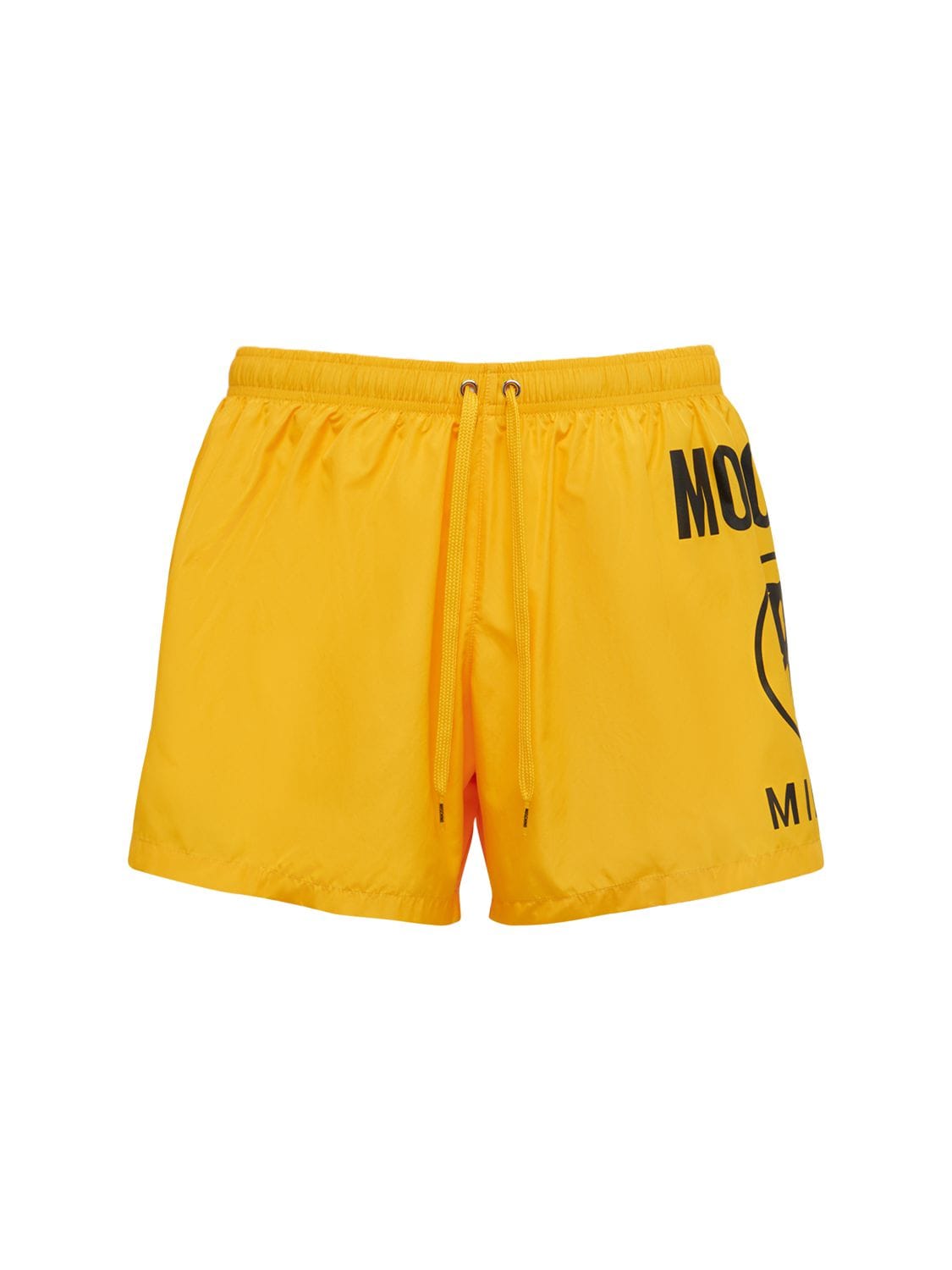 Moschino Underwear Logo Print Nylon Swim Shorts In Yellow