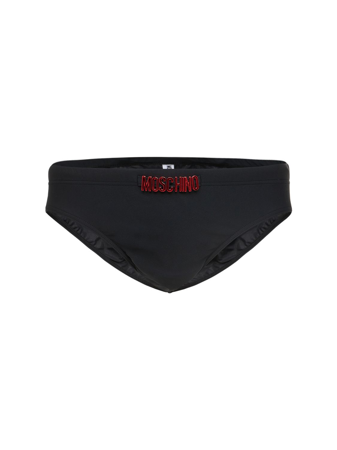 Moschino Underwear Logo Nylon Swim Briefs In Black,red ModeSens