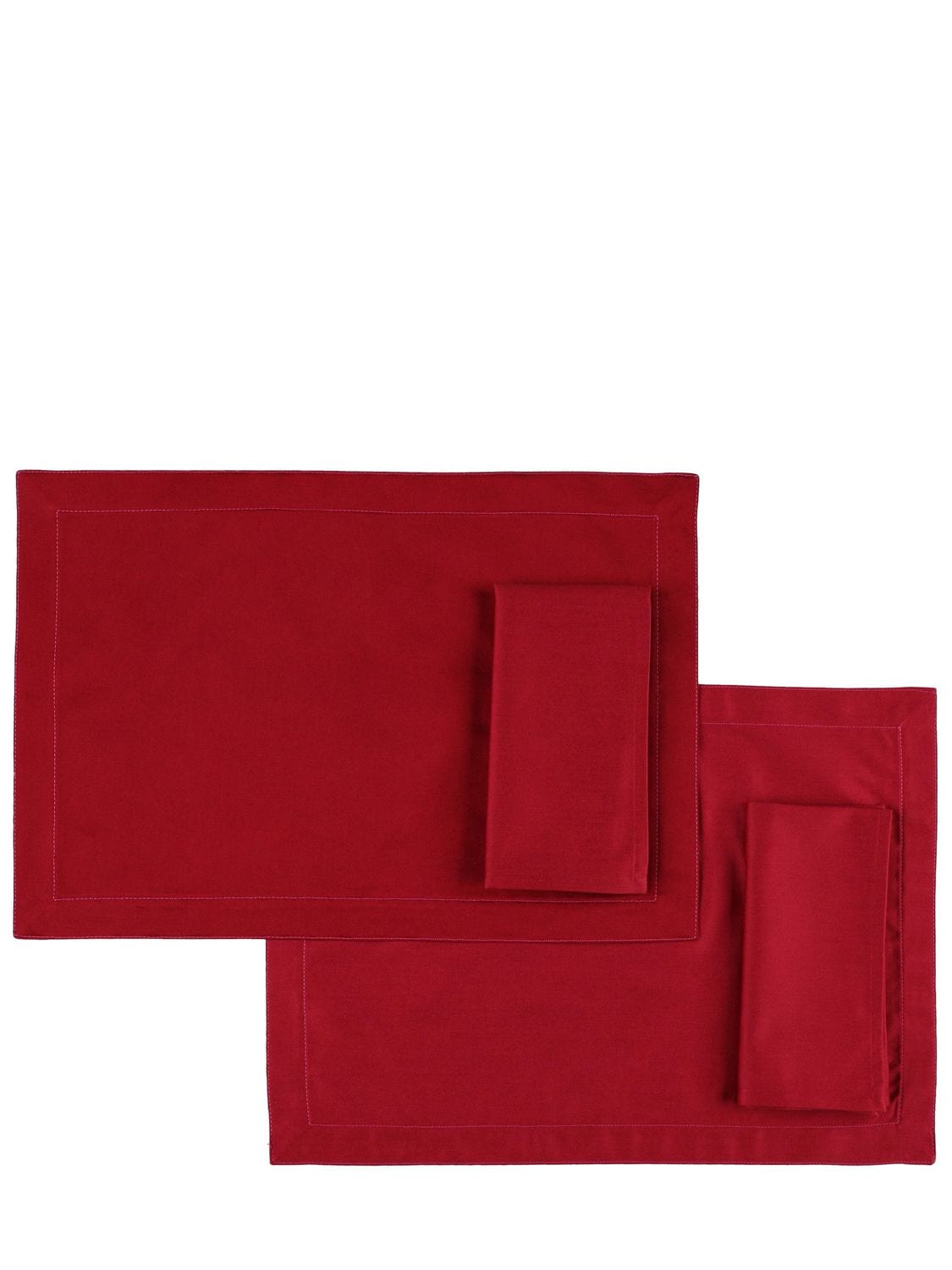 Alessandro Di Marco Set Of 2 Placemats & Napkins In Bordeaux