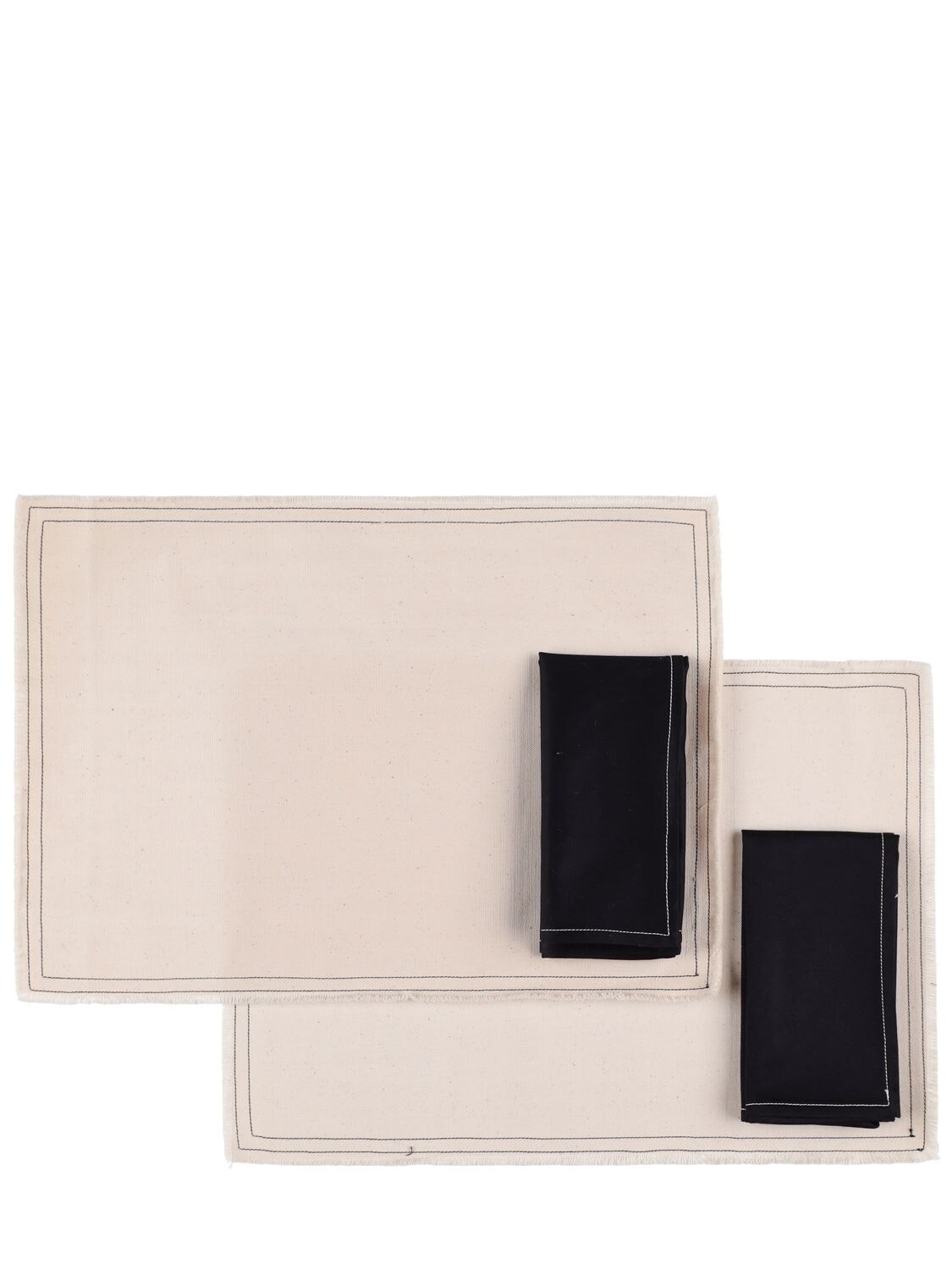 Alessandro Di Marco Set Of 2 Placemats & Napkins In Beige,black