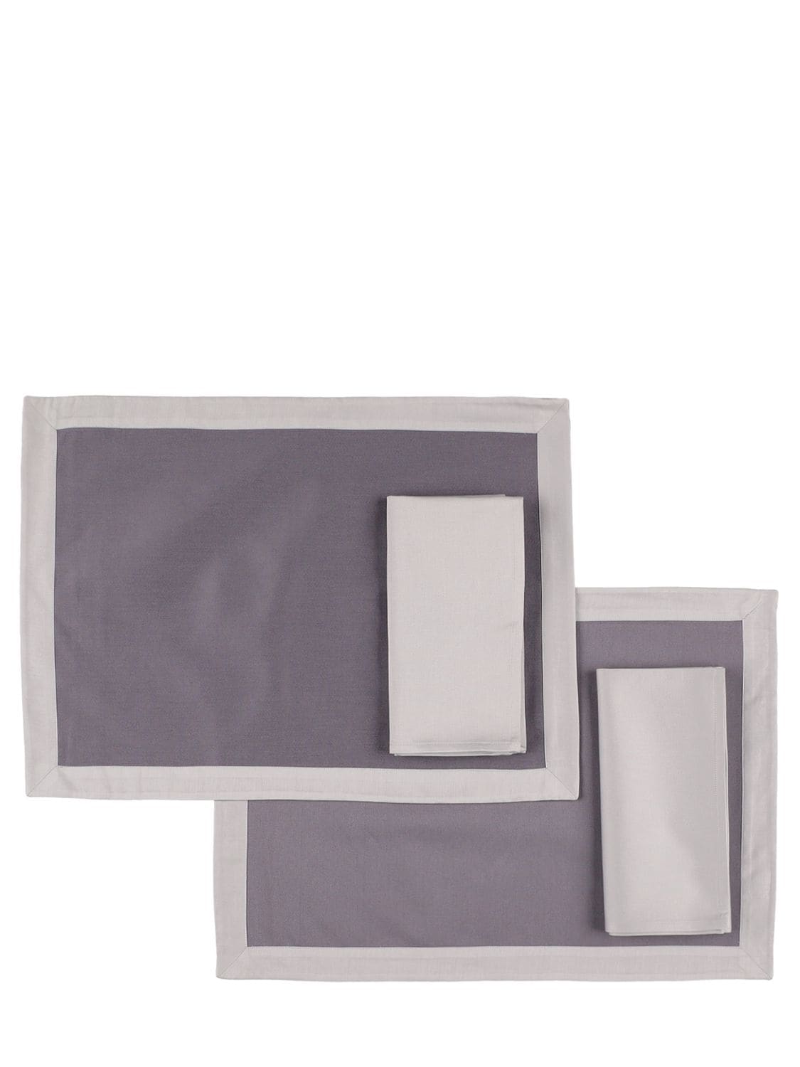 Alessandro Di Marco Set Of 2 Placemats & Napkins In Grey