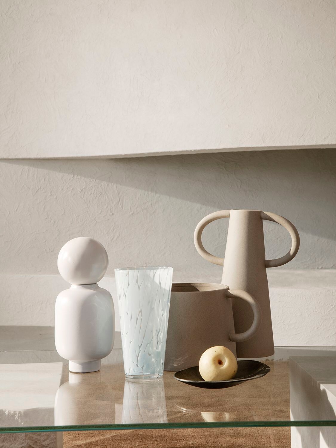 Shop Ferm Living Anse Porcelain Pot In Beige,grey