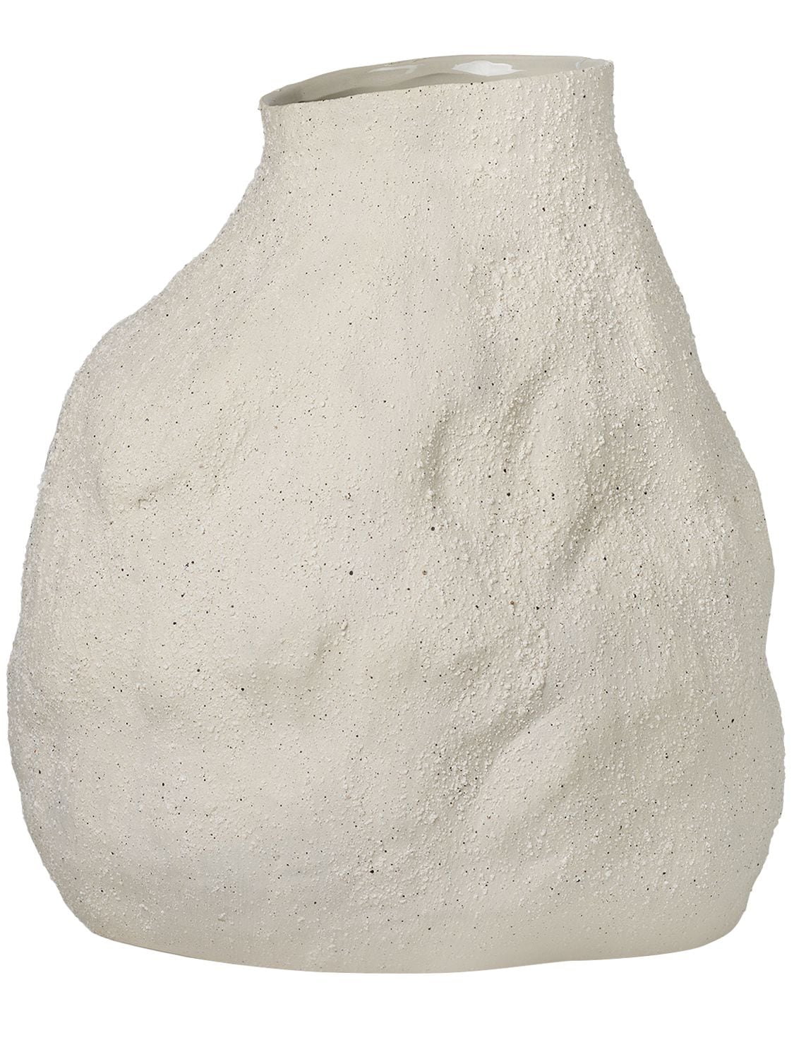Ferm Living Medium Vulca Stone Vase In Beige,white