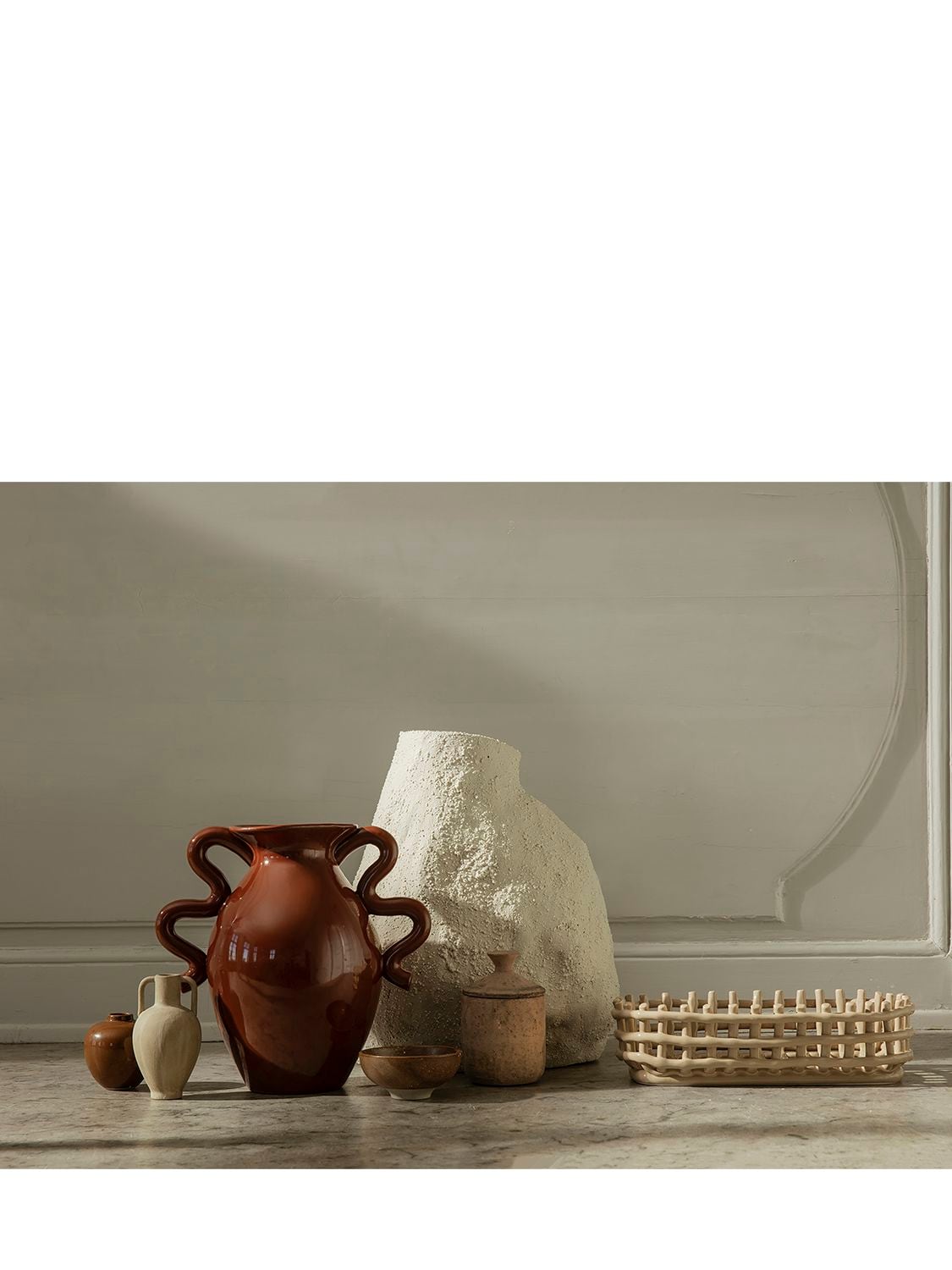 Shop Ferm Living Ceramic Basket In Beige