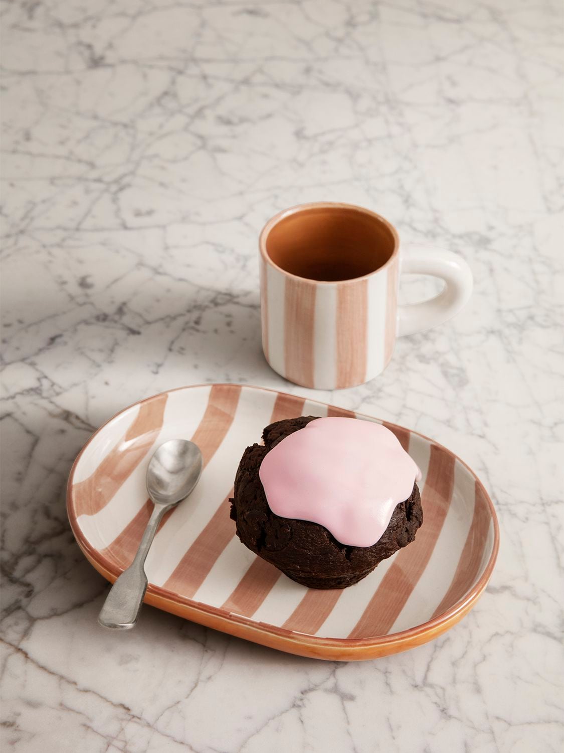 Shop Ferm Living Milu Hand-painted Porcelain Snack Set In Pink