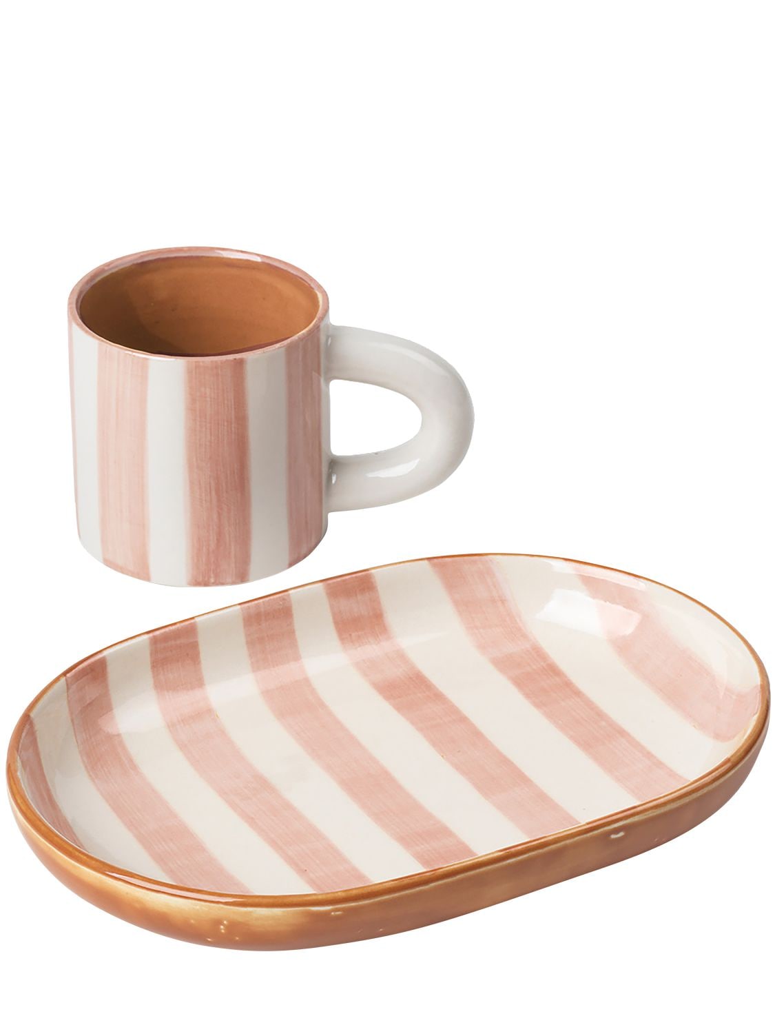 Shop Ferm Living Milu Hand-painted Porcelain Snack Set In Pink