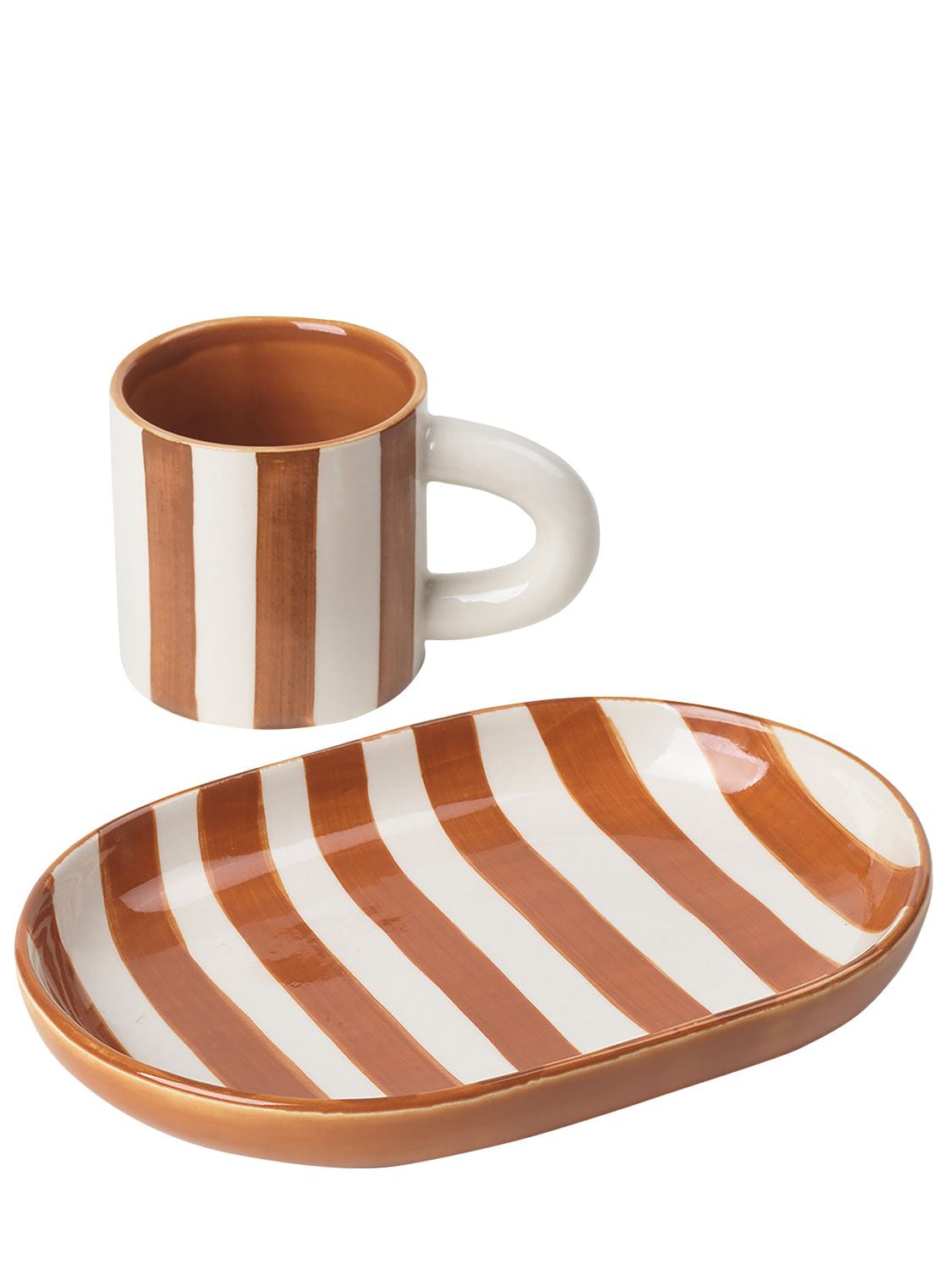 Shop Ferm Living Milu Hand-painted Porcelain Snack Set In Brown