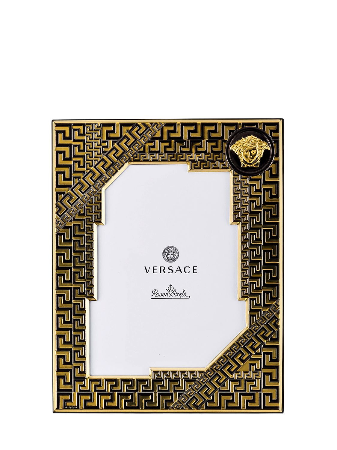 Versace 希腊回纹图案涂漆金属镜框 In Gold,black