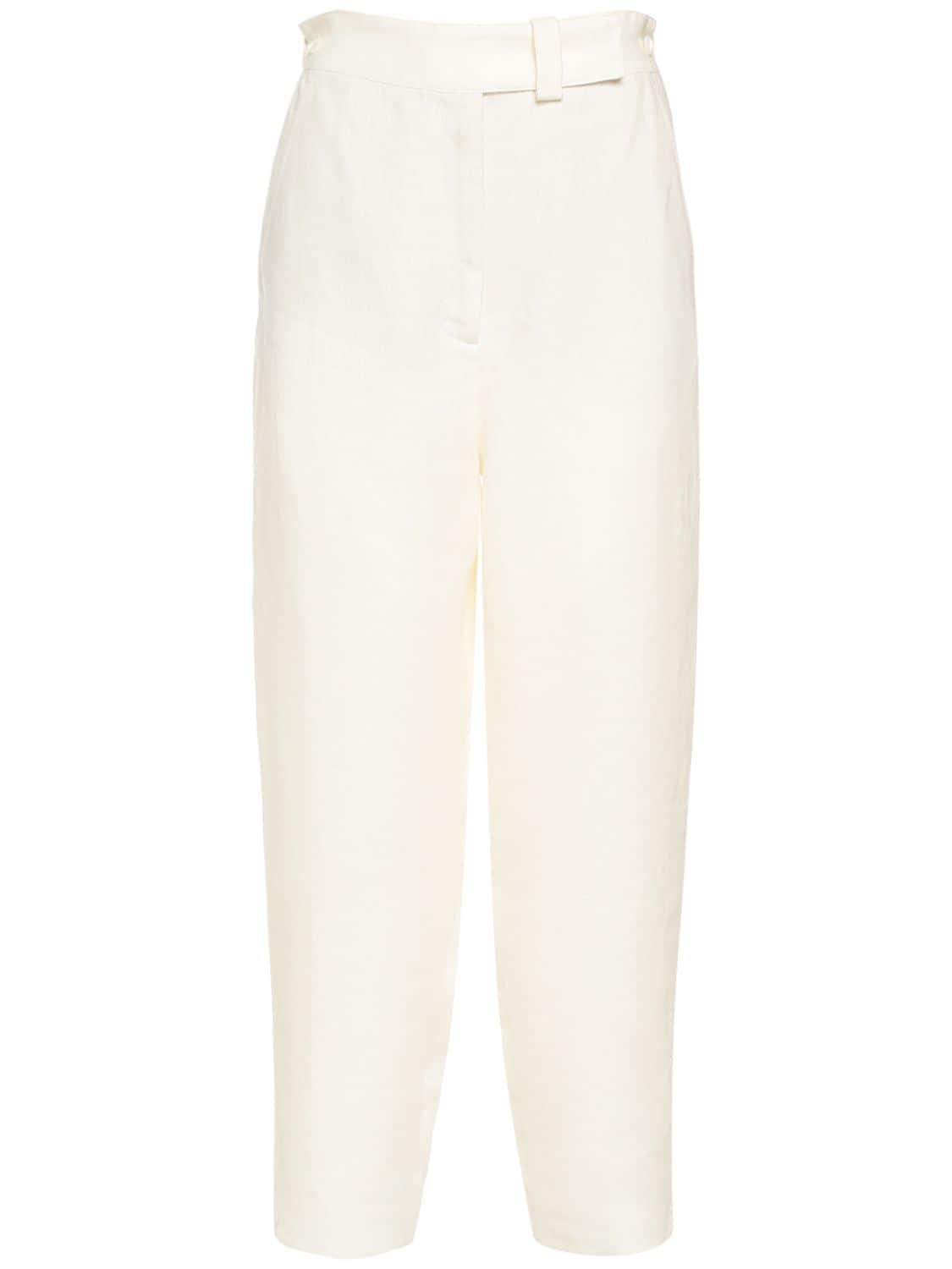 Agnona Classic Linen Twill Pants In White