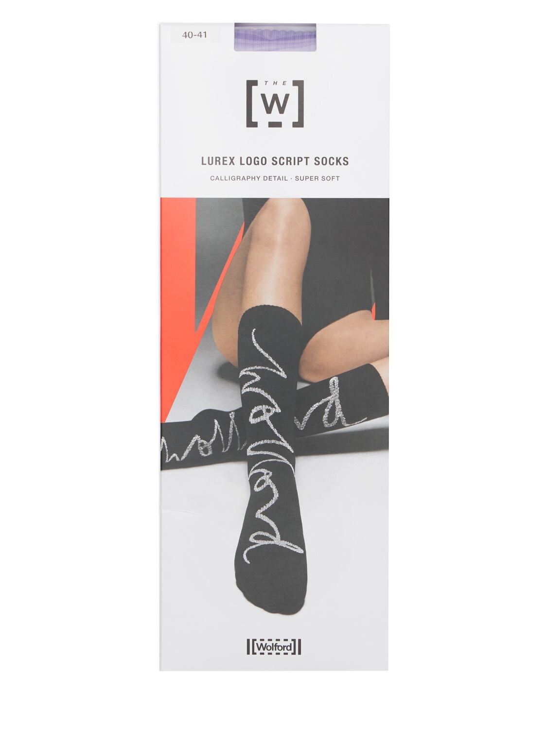 Lurex Logo Script Stretch Nylon Socks