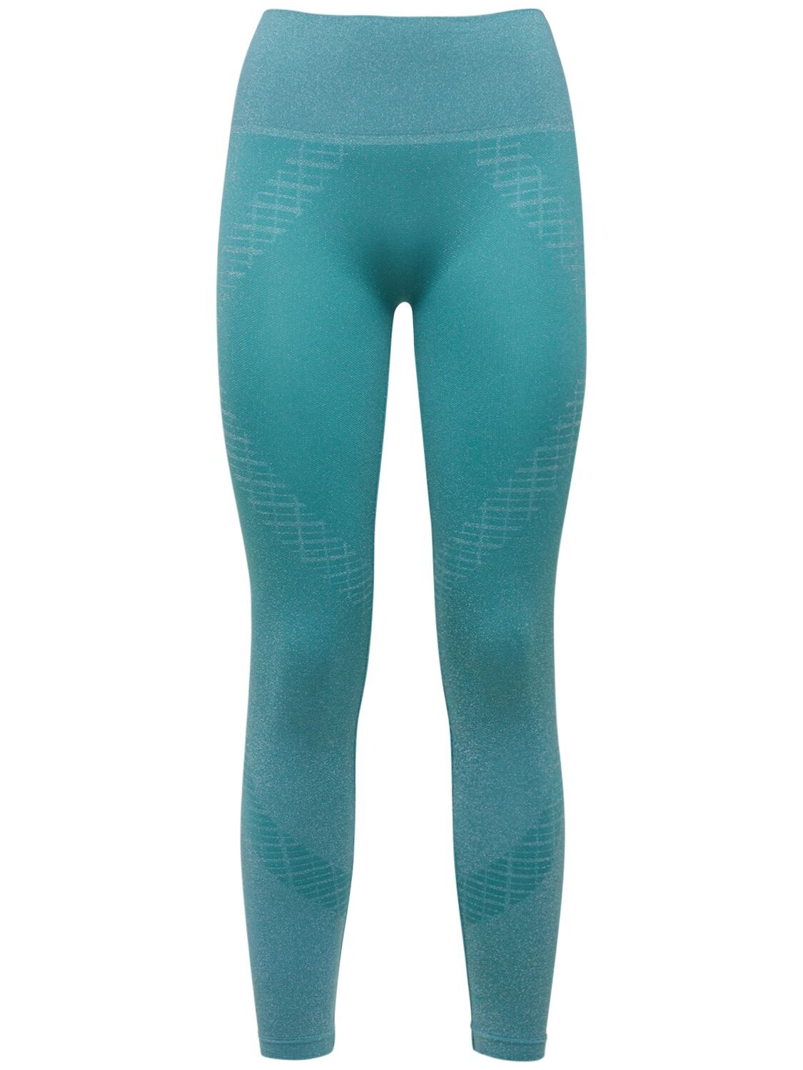 Wolford Metallic-threaded Stretch Leggings In Ice Jade Silver