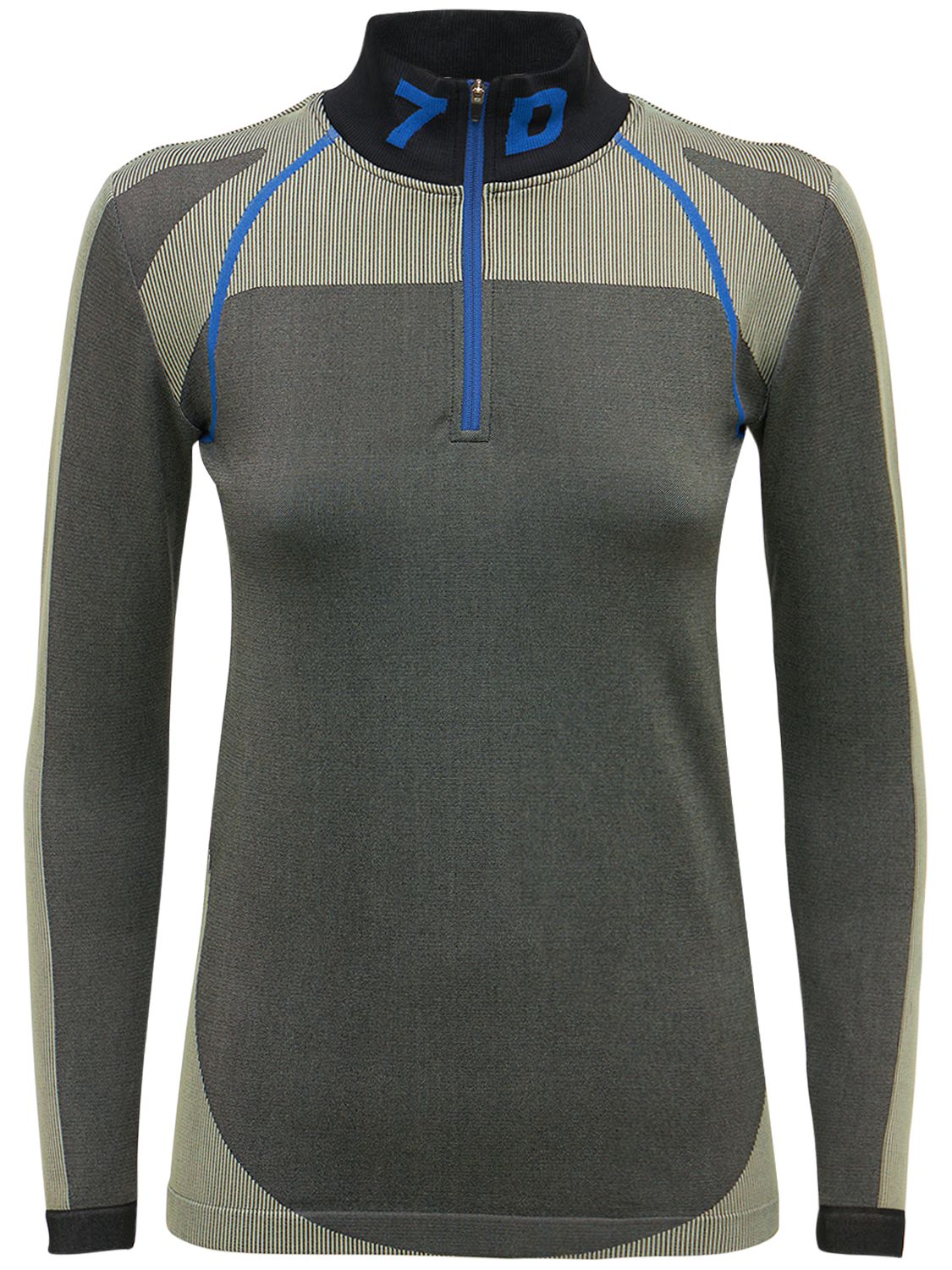7 Days Active Half-zip Funnel Neck Top In Caviar Black
