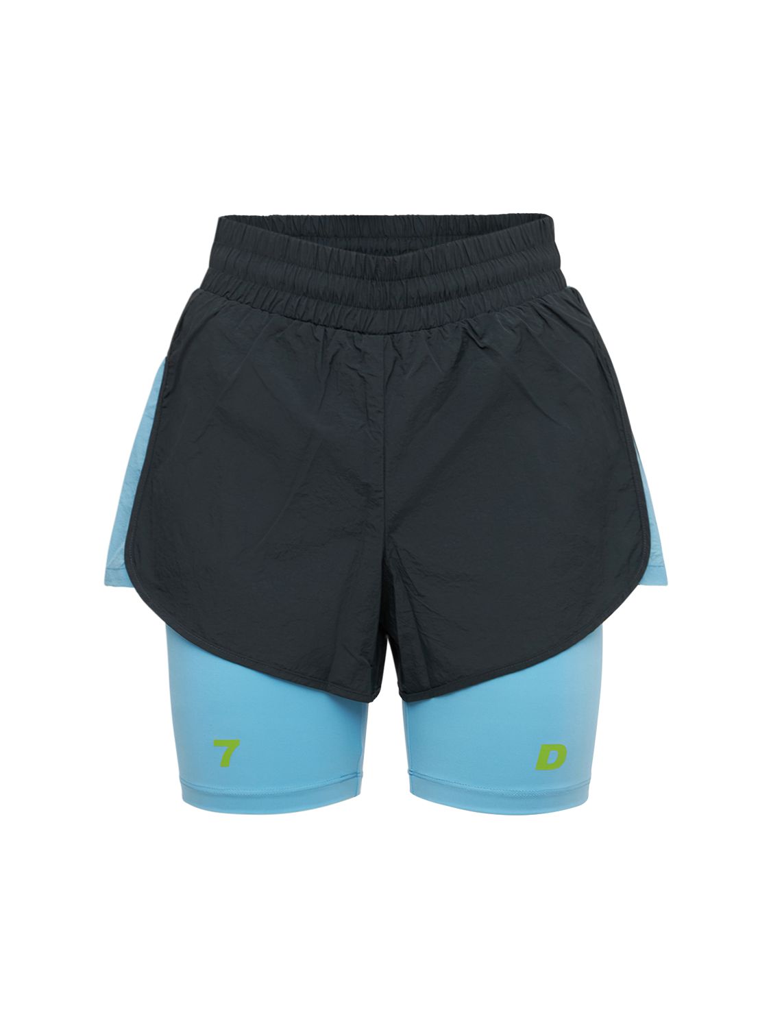 7 Days Active Althea Layered Nylon Shorts In Alaskan Blue