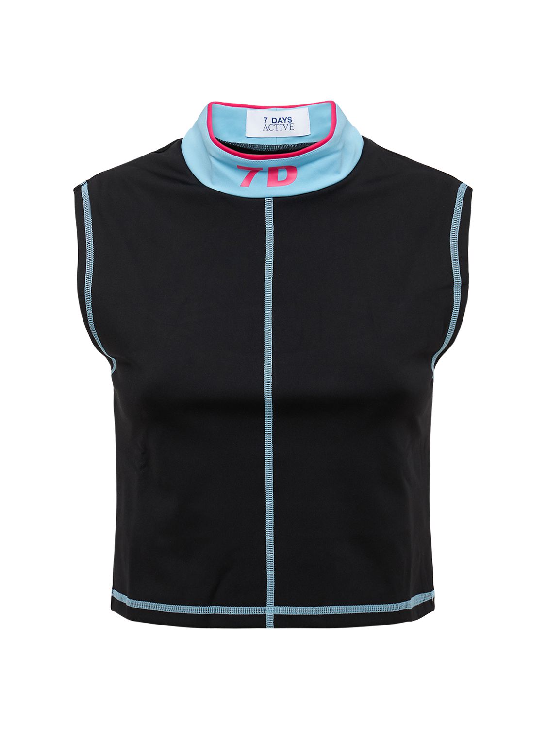 7 Days Active Picabo Stretch Nylon Running Top In Caviar Black