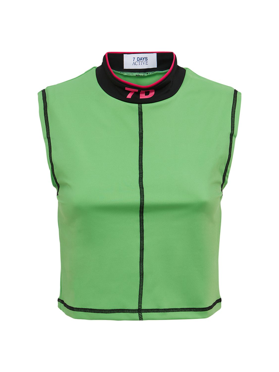 7 Days Active Picabo Stretch Nylon Running Top In Poison Gren