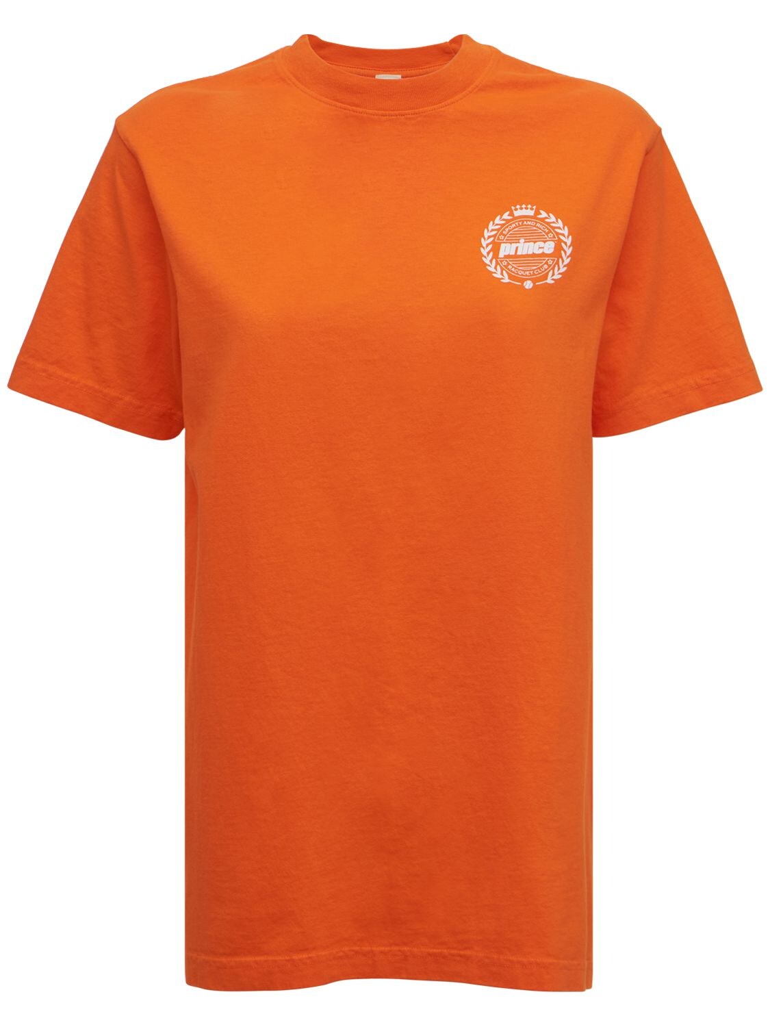 Sporty & Rich - Prince crest t-shirt - Orange/White | Luisaviaroma