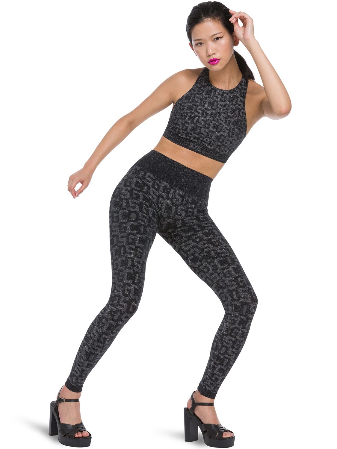 Black Monogram High Waisted Leggings