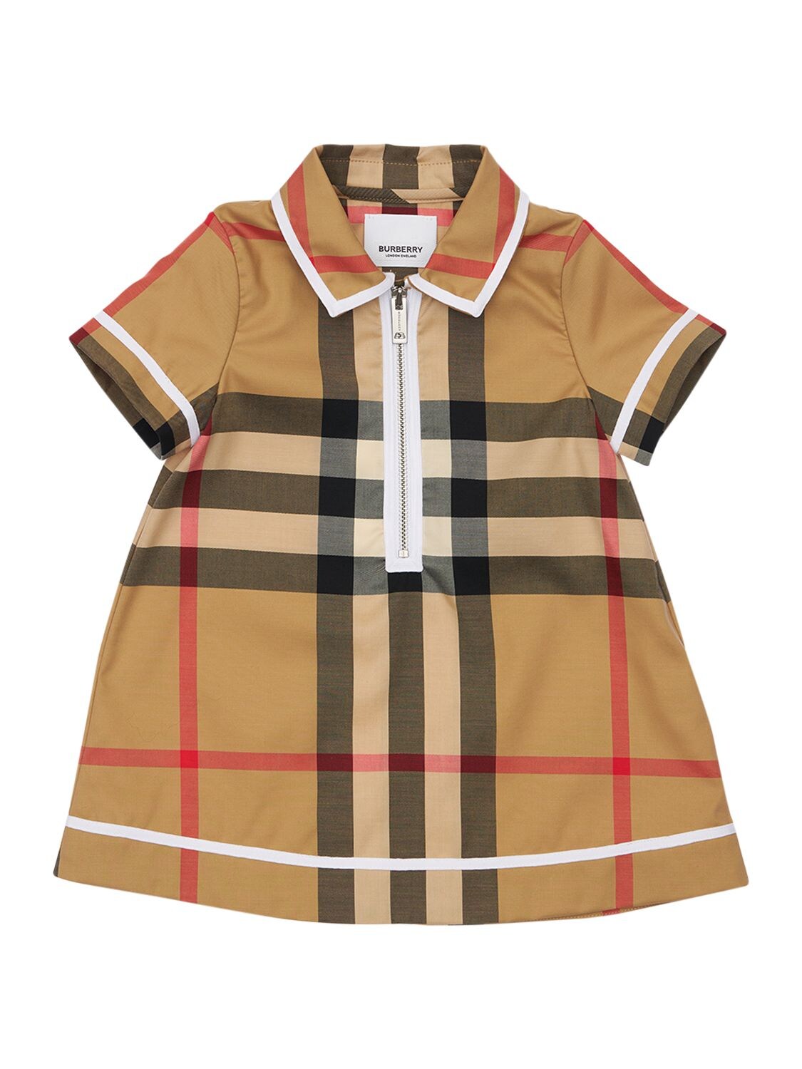 Burberry Babies' Check Cotton Blend Dress & Diaper Cover In Beige | ModeSens