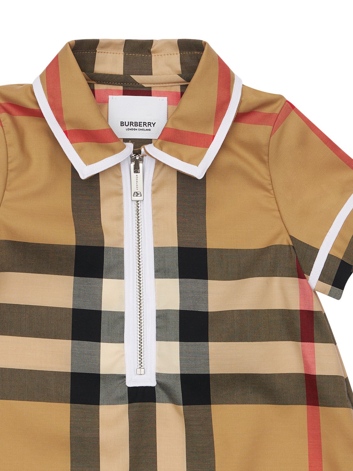 Burberry Babies' Check Cotton Blend Dress & Diaper Cover In Beige | ModeSens