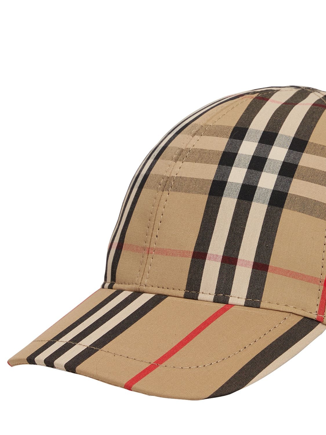 Shop Burberry Check Cotton Gabardine Baseball Hat In Beige
