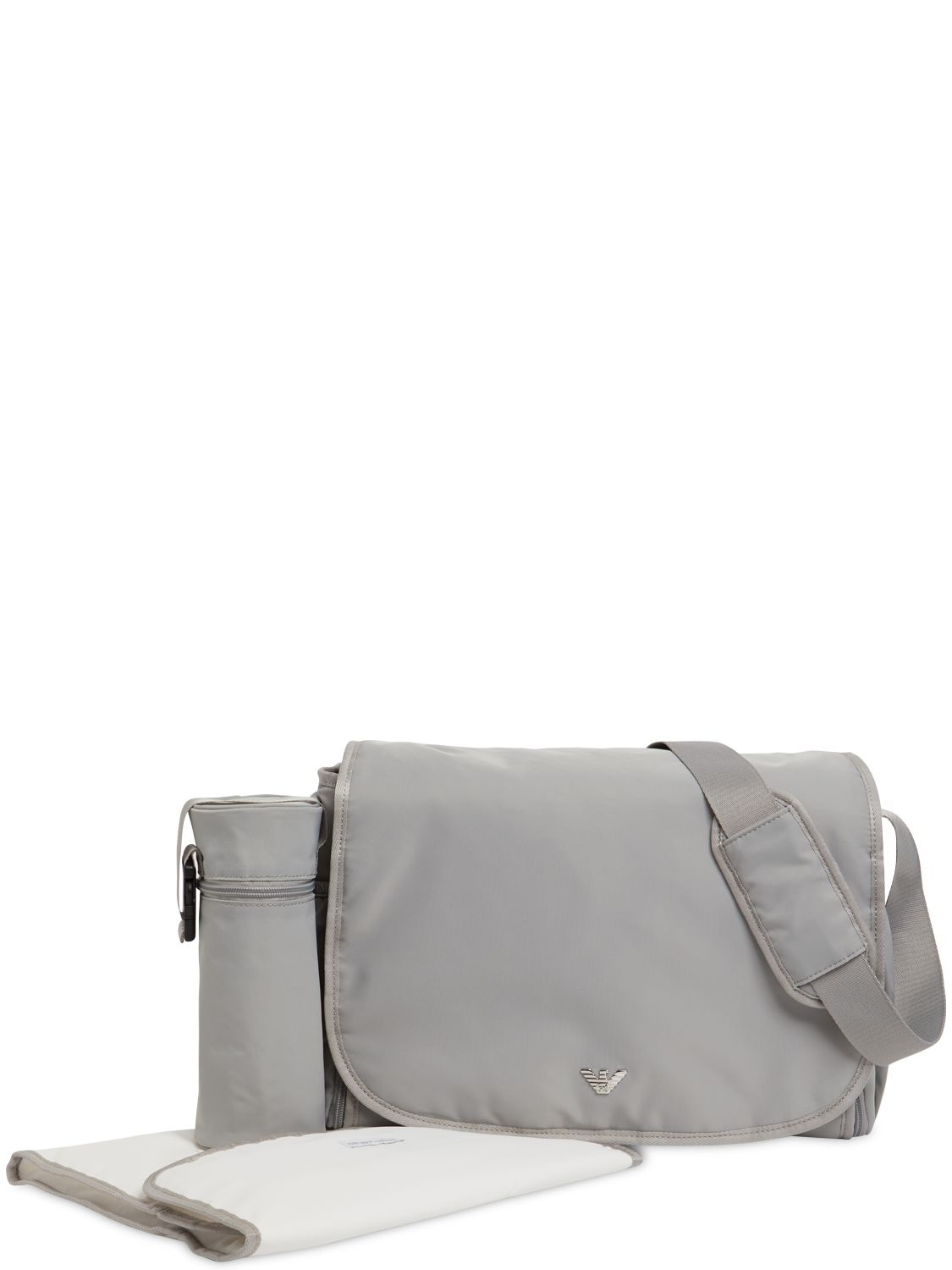 Emporio Armani Kids' Nylon Changing Bag, Pad & Bottle Holder In Grey