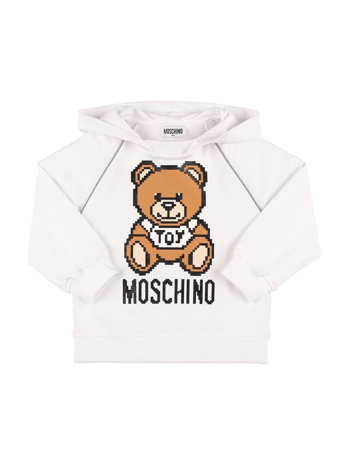 Moschino Kids' Toy Logo Cotton Blend Hoodie In White