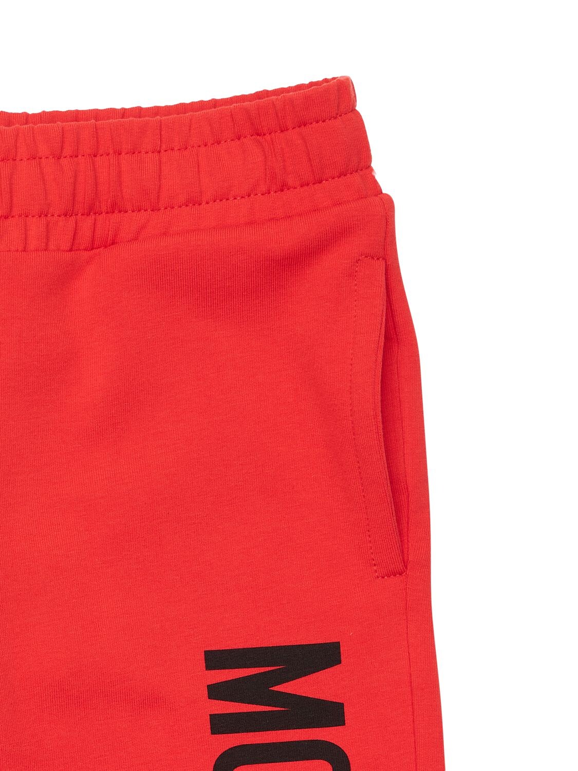 Shop Moschino Logo Print Cotton Sweatpants In Red