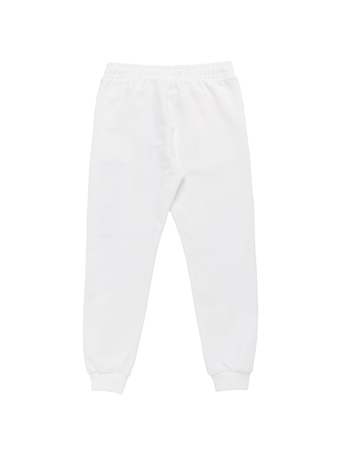 Shop Moschino Logo Print Cotton Sweatpants In White