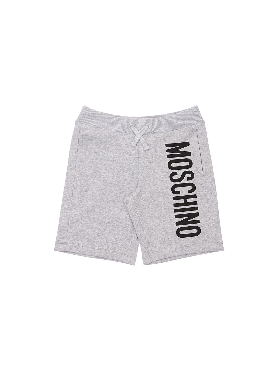 Moschino Kids' Logo Cotton Sweat Shorts In Grey