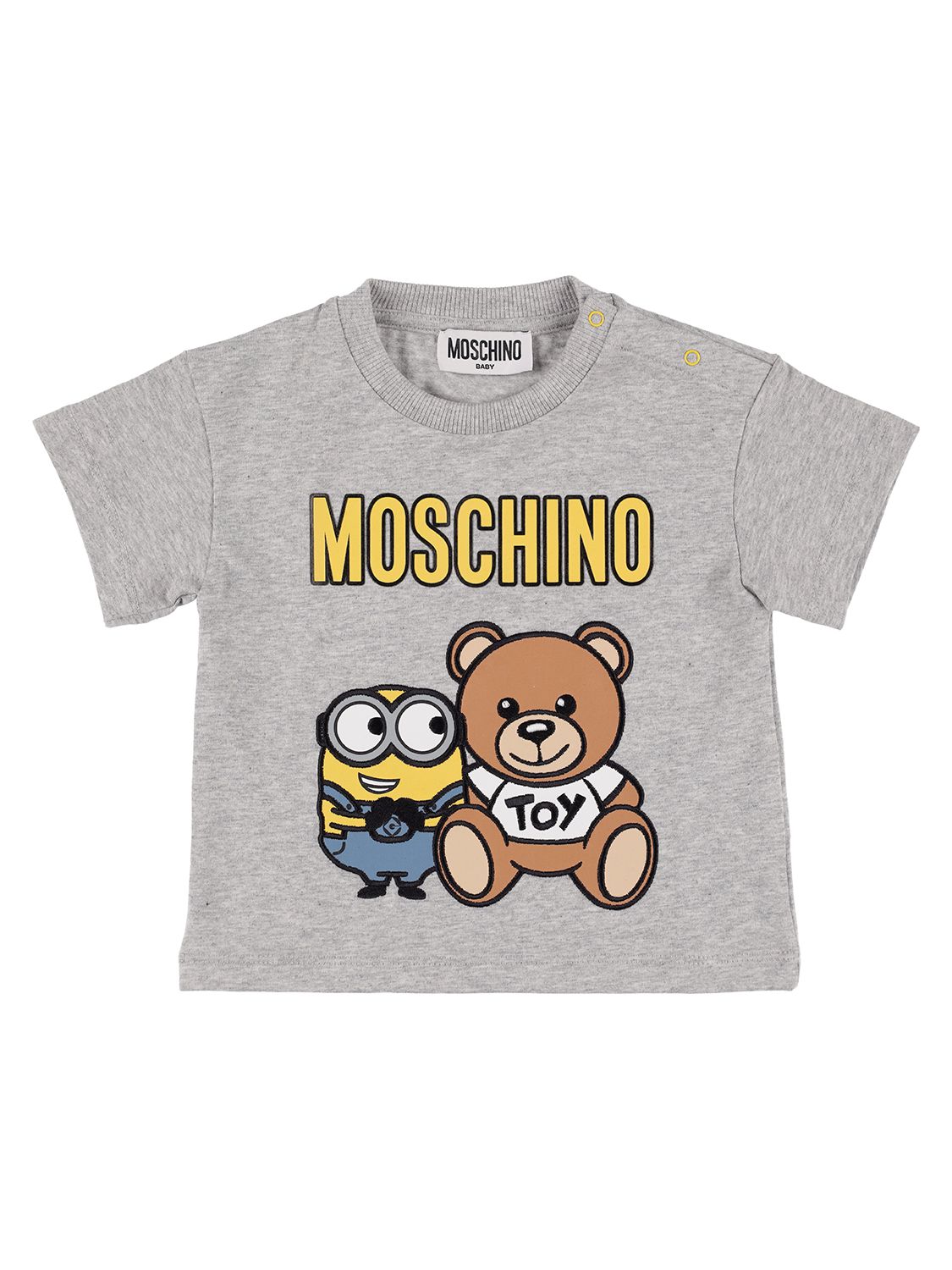 Moschino Babies' Minions Logo Cotton Jersey Tshirt In Серый ModeSens