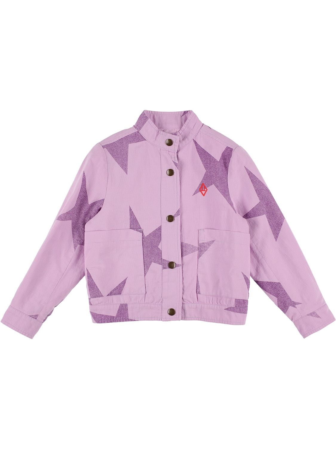 The Animals Observatory Star Print Cotton & Linen Jacket In Light Purple