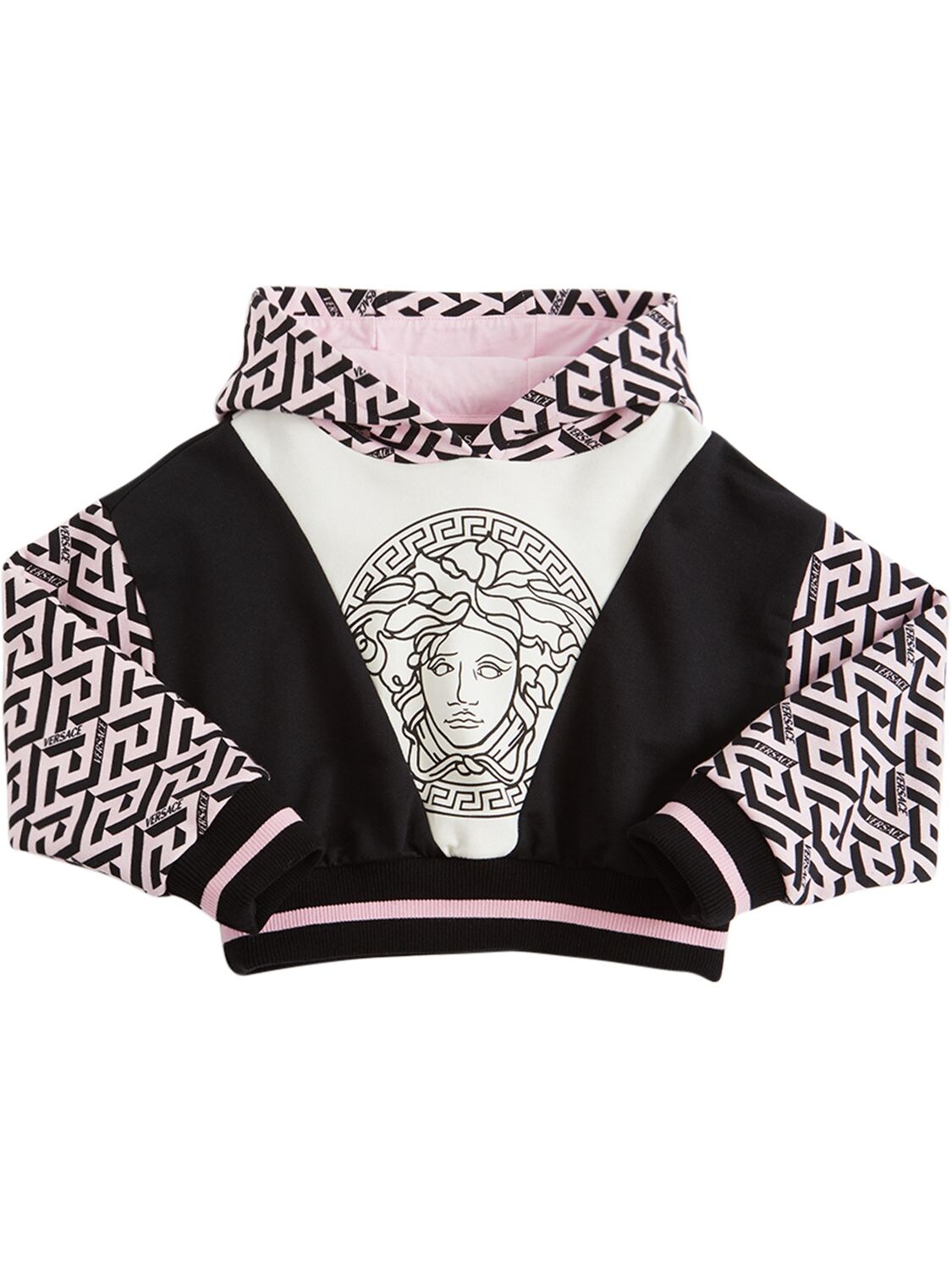 VERSACE PRINTED COTTON SWEATSHIRT HOODIE,75I1AO066-NLCWNDA1